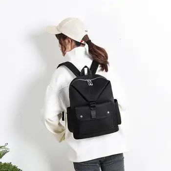 

Solid Color Nylon Backpack For Women Backpacks Large Capacity Outdoor Student Bag Shoulder Bag With USB Socket #20