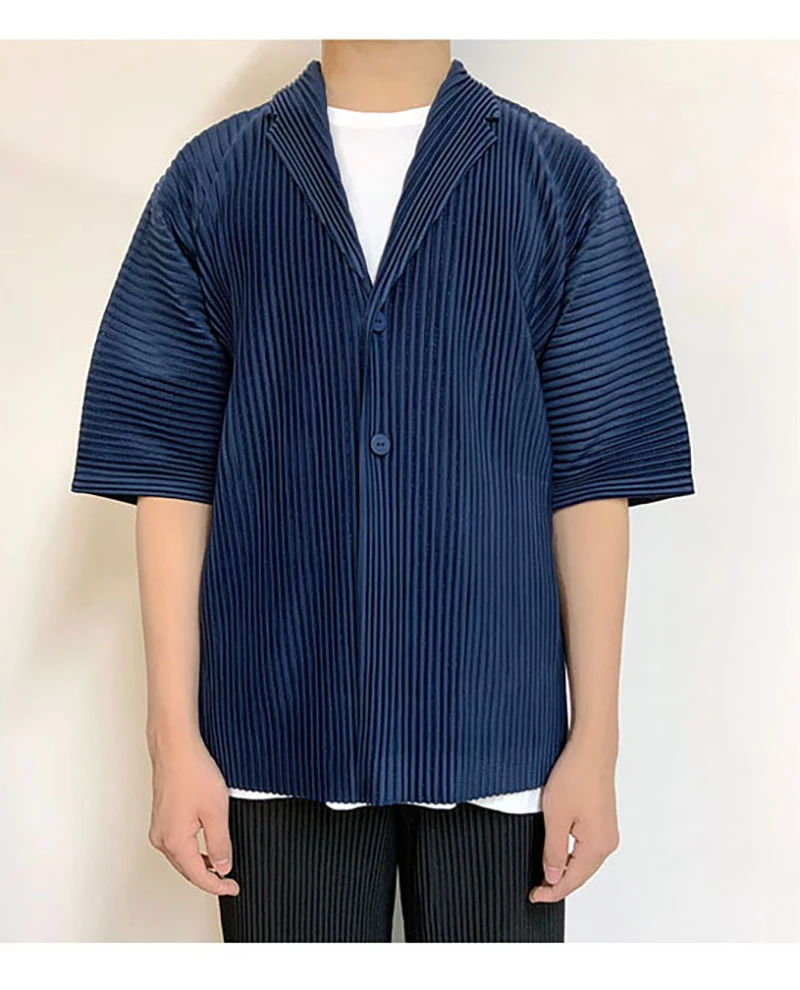 Miyake Pleated Short Sleeve Shirt Men's 