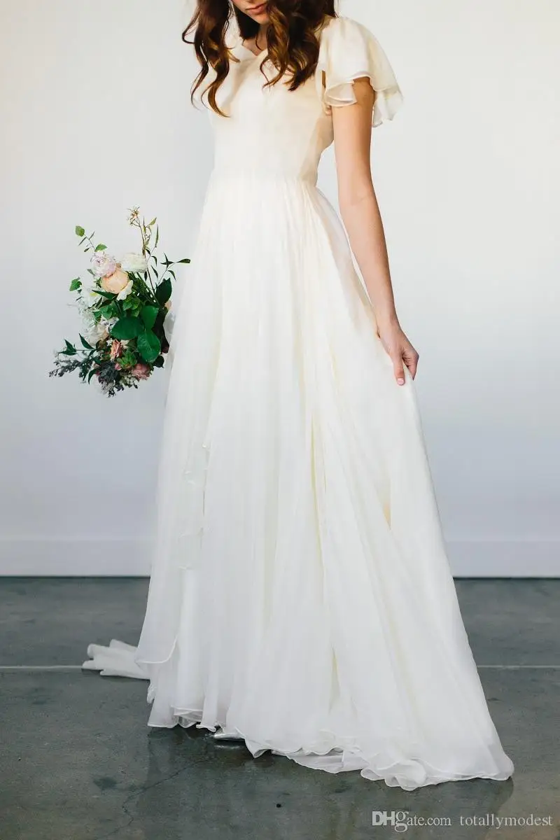 Цветочное шифоновое скромное свадебное платье es 2019 robe de mariee vestido noiva с короткими