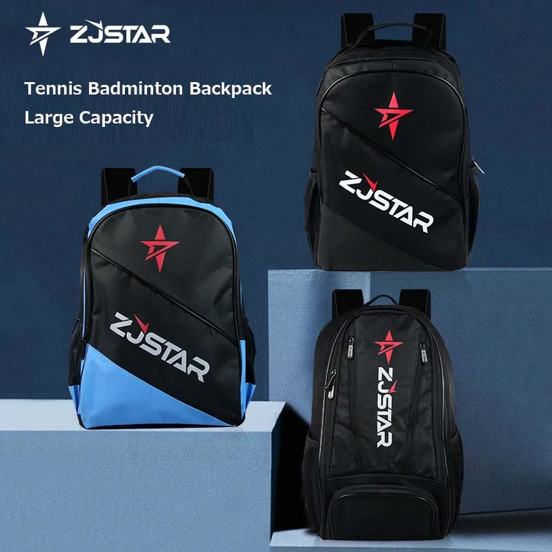 ZJSTAR Portable Tennis Backpack Large Capacity Men Tennis Badminton Bag Waterproof Polyester Sports Gym Fitness Tenis Racket Bag