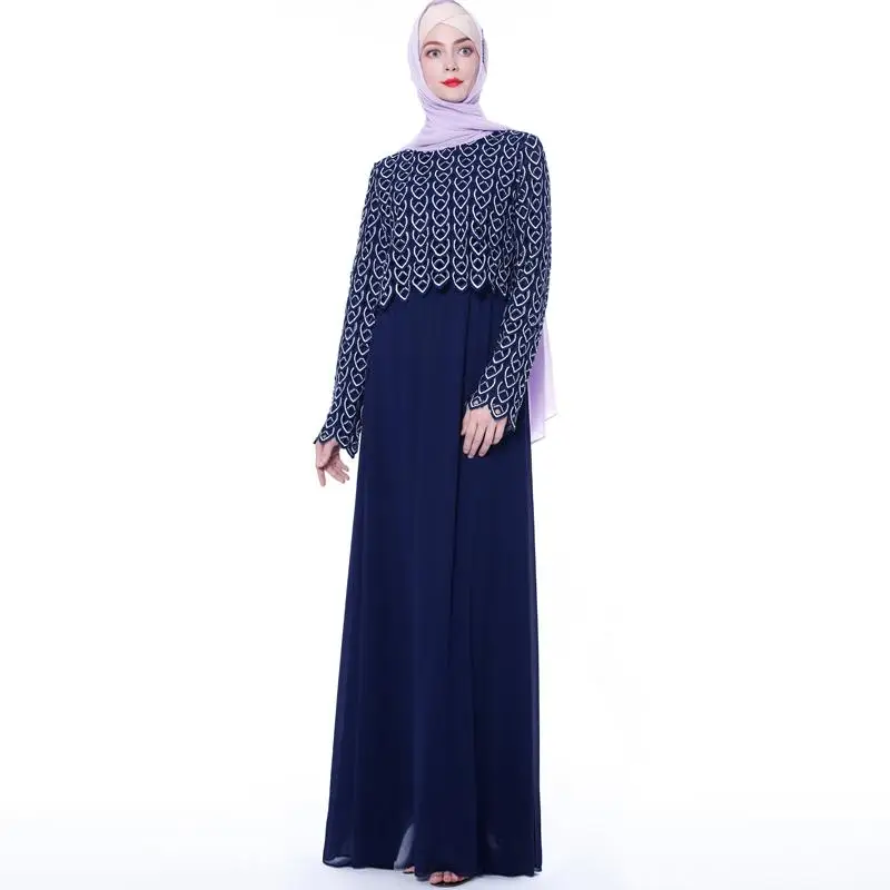 Абая для мусульманских женщин длинное шифоновое платье макси кружева Элегантная мусульманская одежда для Дубай одежда арабские вечерние