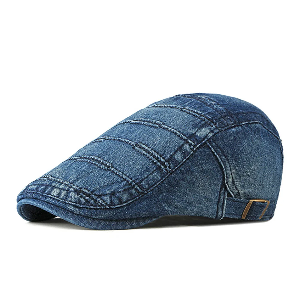 [AETRENDS] джинсовая кепка унисекс с принтом газетчика, плоская кепка Гэтсби, кепка s, Айви, ирландский таксистер, шляпа для охоты, мужские и женские шапки, Z-9911 - Цвет: Dark Blue
