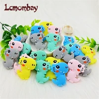 10/pcsSilicone Teether  Food Grade Mini Silicone Dinosaur Beads Baby Animal Teething Beads For DIY  Necklace Chain Accessories 1