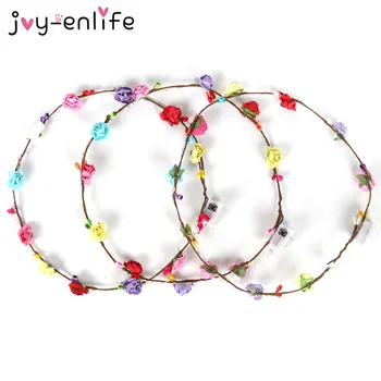 

Artificial Flowers LED Light Up Hair Wreath Hairband Garlands Party Crown Flower Headband Glowing Wreath Hawaiian Decor