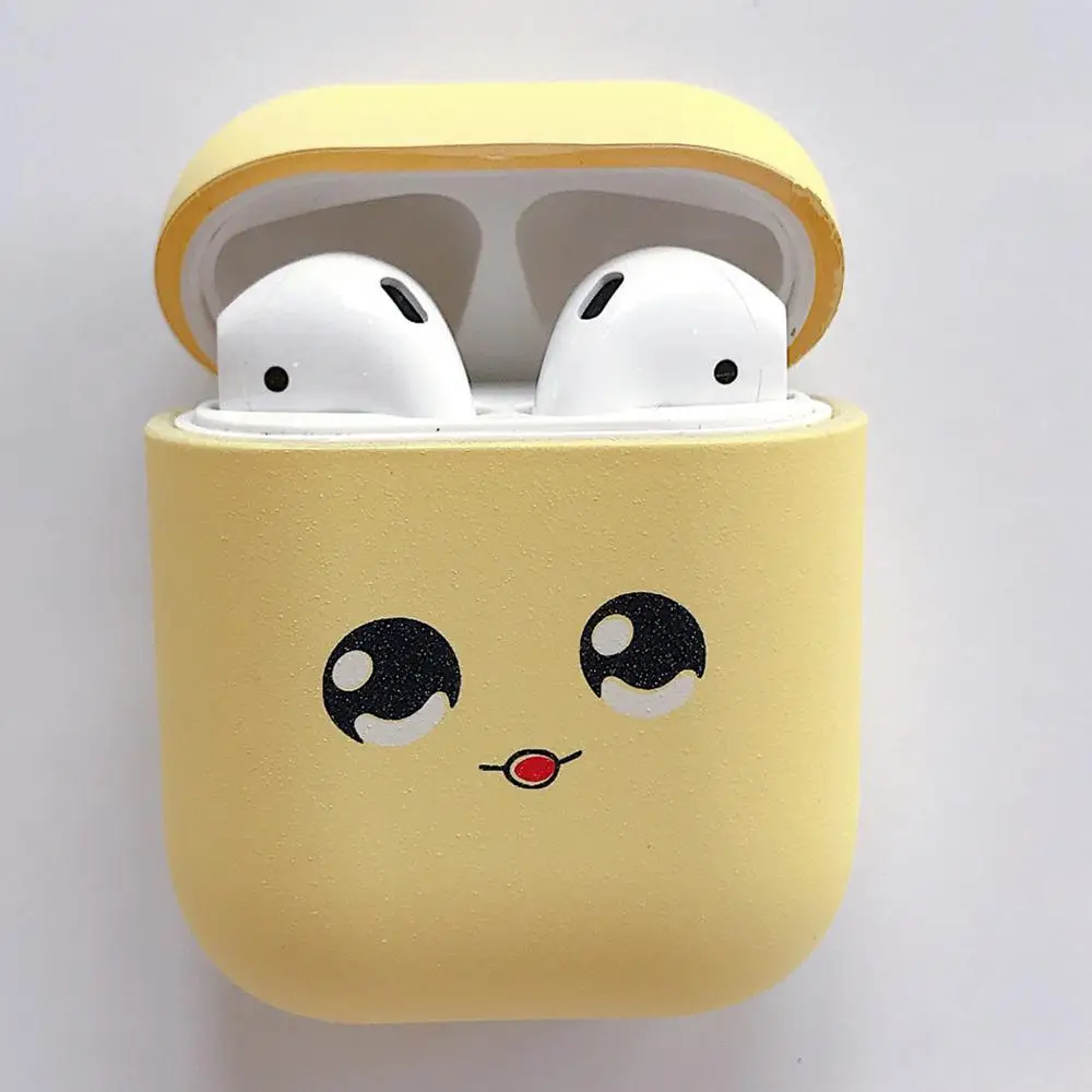 Новые милые беспроводные bluetooth наушники чехол для Apple Air Pods ударопрочный песчаник печать защитный ПК чехол для Apple Airpods - Цвет: Yellow lovely face