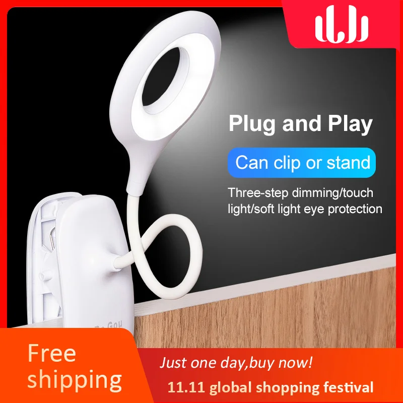3 Modes High Qulity USB Rechargeable Led Desk Lamp Flexible Touch Dimming Table Clip On For Book Bed And Computer | Лампы и освещение