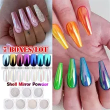 Русалка жемчужная оболочка зеркало-Хамелеон блеск для ногтей порошок блеск DIY оболочка Дизайн ногтей хром пигмент пыль украшение Маникюрный Инструмент