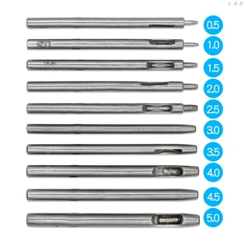 

10Pcs Leather Hole Punch Cutter 0.5mm-5mm Working Tools for Leather Watch Bands Belts Canvas Paper Plastics Round