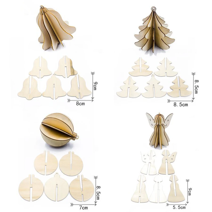 5 шт./пакет деревянные елочные украшения для дома полые колокольчики декоративные деревья украшения Рождественские Аксессуары новогодние Navidad
