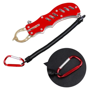 

Stainless Steel Fish Lip Gripper Grabber Fishing Grip Tackle Clip Curved Mouth Control Fishing Tool With Lanyard