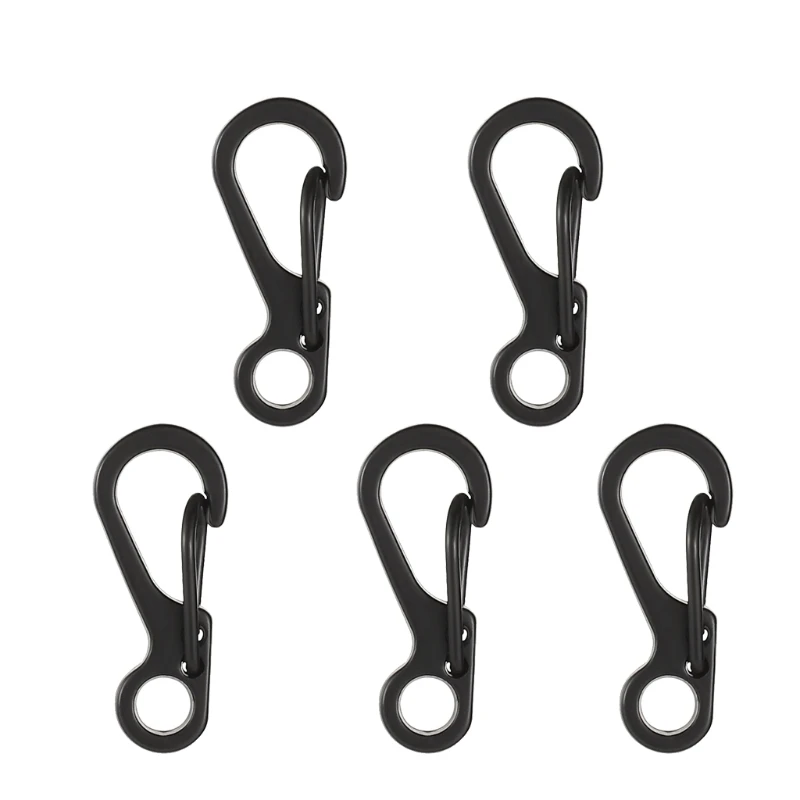 5Pcs/Set Mini EDC Gear Snap Spring Clip Hook Outdoor Carabiner Keychain Tool 