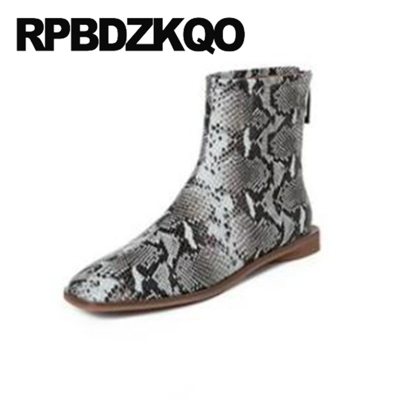 flat snakeskin boots