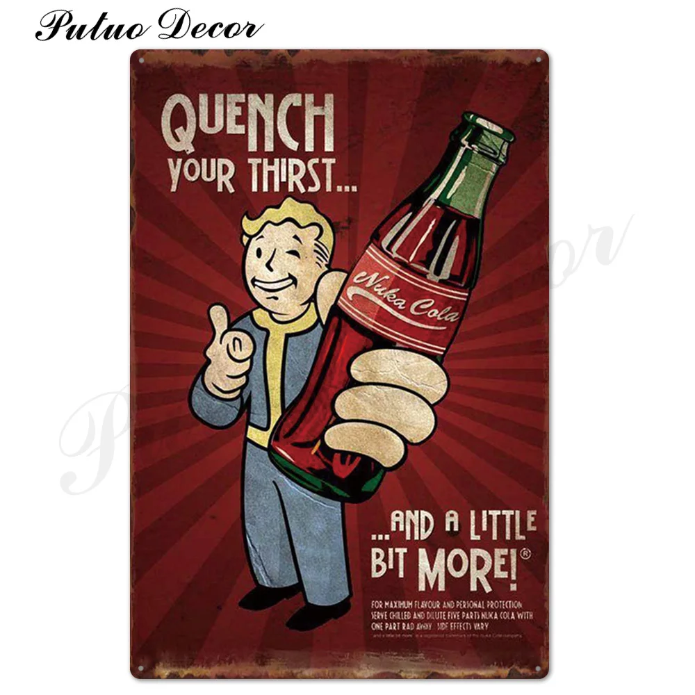 TH3334 Nuka Cola металлическая вывеска, винтажная Оловянная табличка, металлическая винтажная, для паба, Ретро Декор стены для бара, паба, клуба, человек, пещера, металлические плакаты - Цвет: TH3334