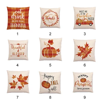 

4 pcs Fall Elements Pillow Covers Autumn Theme Thanksgiving Decorative Single Side Printed Pillow Covers for Sofa Decor
