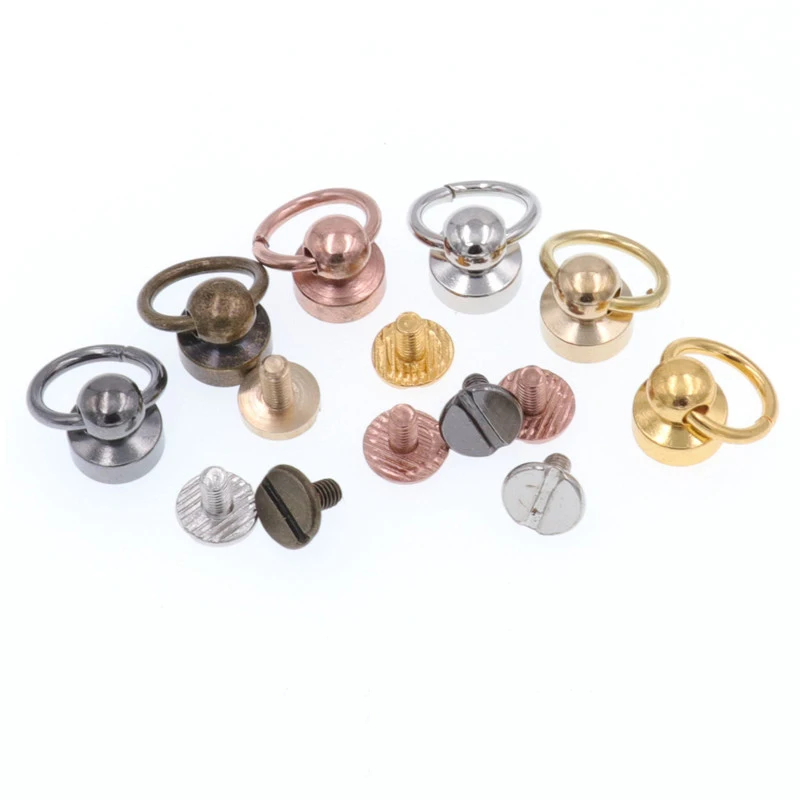 

DIY leather craft solid brass screws rivet with o ring handle 10pcs/lot