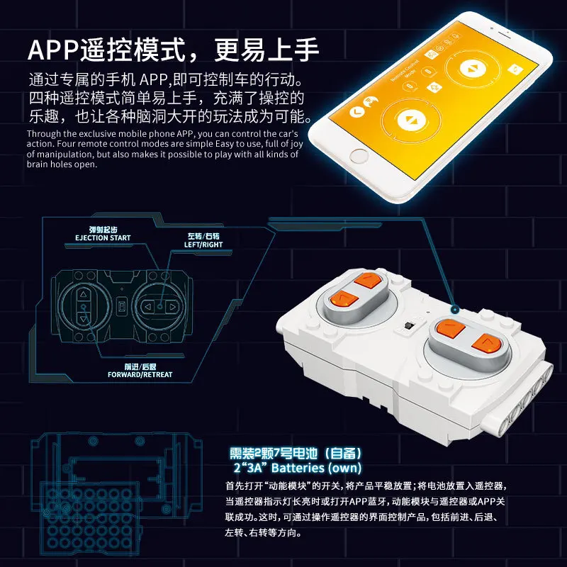 

Yuxing 13040 Square Head Meng Po Series Superman APP Programming Remote Control Electric Educational Block Assembled Building Bl