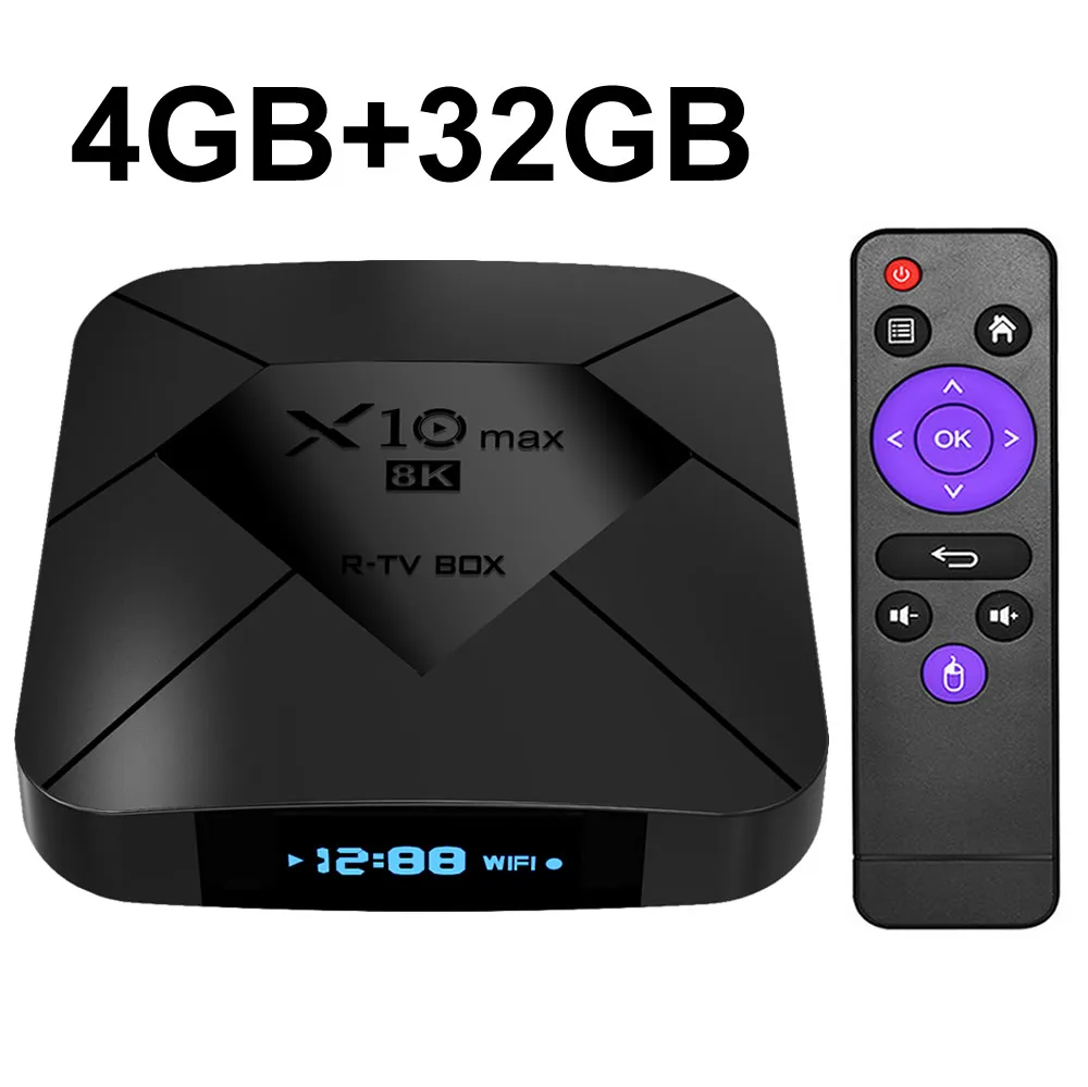 X10 MAX Android 9,0 8K Smart tv BOX Amlogic S905X3 4G 128GB rom светодиодный дисплей 5G Dual wifi BT4.0 USB 3,0 HDR H.265 8K телеприставка - Цвет: 4GB 32GB