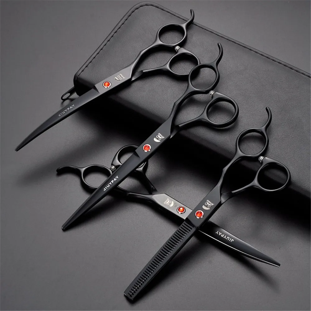 6CR 62HRC 7inch Stoving Varnish Professional Pet Grooming Scissors Cutting Scissor&Curved Scissor&Thinning Shears For Dog Cats (7)