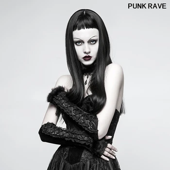 

Palace noble Lace Rabbit Cuff Warm Fingerless Stage Performance Long Gloves Gothic sexy Women's Velvet Glove PUNK RAVE S-227