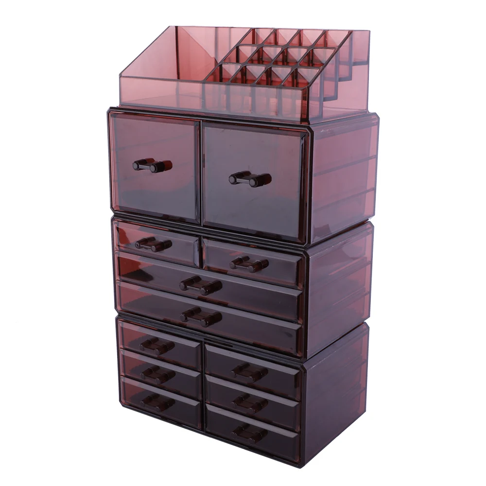 

4Pcs/Set Good-looking homeuse simple Plastic Cosmetics Storage Rack Transparent Coffee