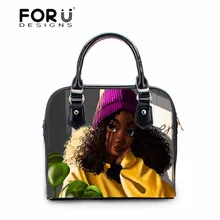 FORUDESIGNS, женская сумка, черная, для девушек, волшебные африканские сумки и сумка-мессенджер, женская сумка из искусственной кожи на плечо, женская сумка