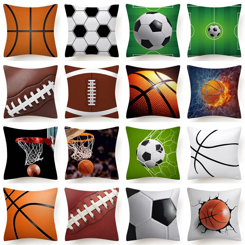 

SUNBEAUTY Decorative Throw Pillow Covers Sports Football Cushion Covers Square 45x45cm Pillow Case Home Decor Sofa Living Room