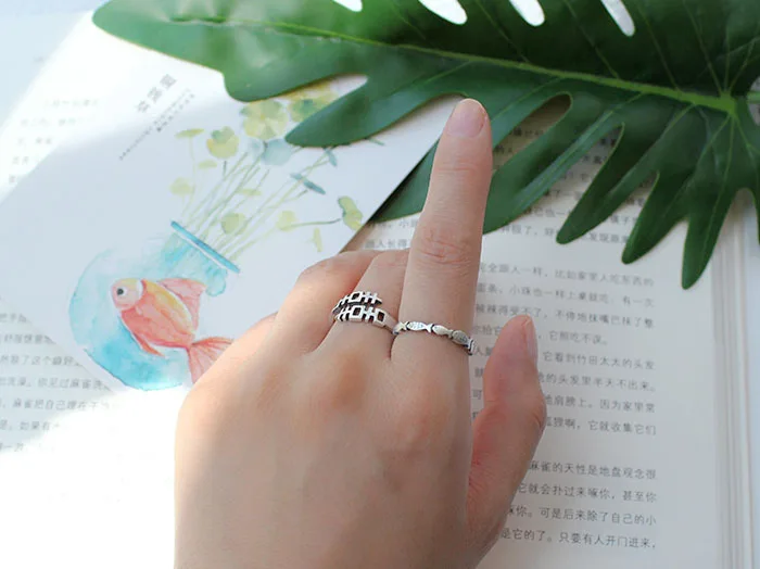 Bijoux Boho кольца с рыбками из стерлингового серебра 925 пробы для женщин женские кольца модные вечерние ювелирных изделий