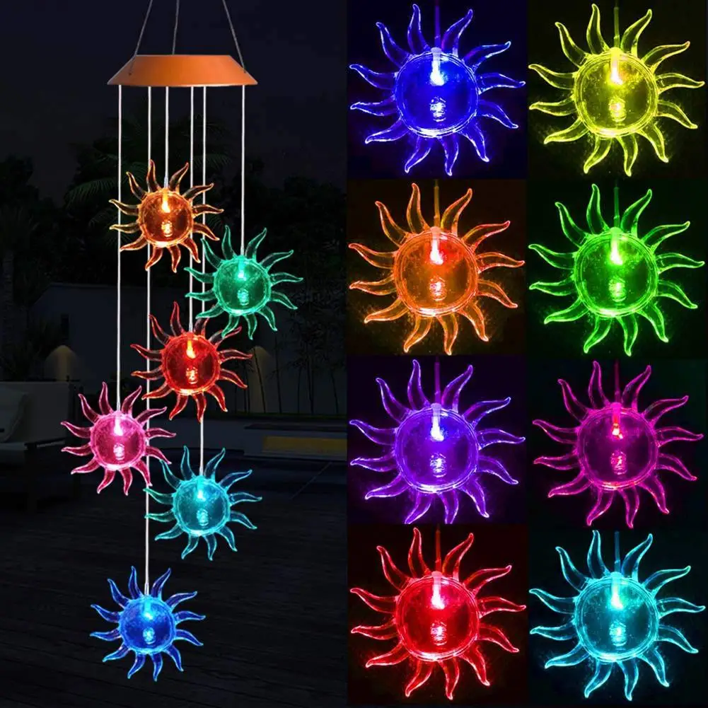 

Colorful Waterproof Solar Garden Light Sun Wind Chime LED Light durable LED Lamp low power consumption Outdoor Garden Decor