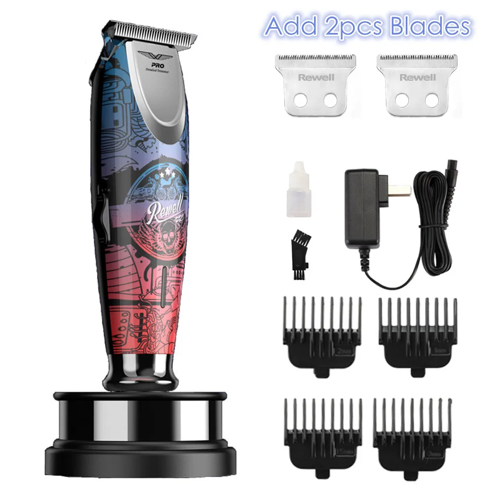 Add 2pcs Blades Профессиональная Точная Беспроводная Машинка для стрижки волос электрический триммер для волос борода для бритья мужской салон Парикмахерская Машинка для стрижки волос 110-240 В - Цвет: Add 2pcs Blades