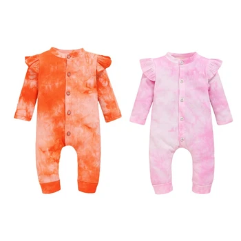 

Spring Autumn Baby Boys Girls Romper Cotton Long Sleeve Ruffles Sleeve Tie Dye Print Rompers Jumpsuits Infant Kids Clothing*1
