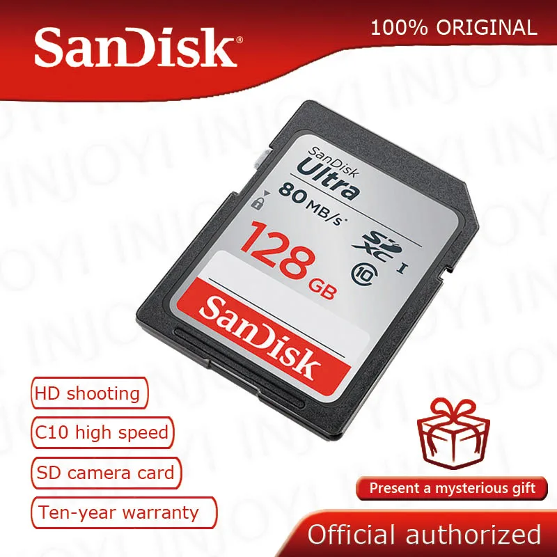 سانديسك الترا 32GB 16GB 64GB 128GB فئة 10 SD بطاقة SDHC SDXC بطاقة الذاكرة C10 80 برميل/الثانية كارت sd دعم التحقق الرسمي