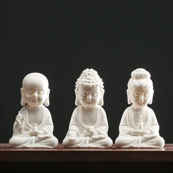 

Creative White Porcelain Tea Pet Ceramic Office Home Tea Table Decor Small Buddha Statue Buddhist Temple Crafts Tea Ceremony