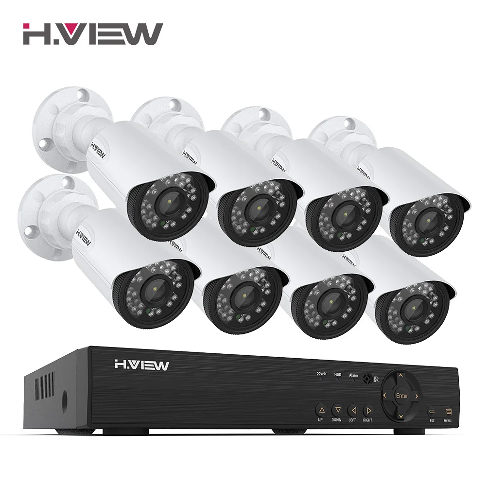  H.View 8CH CCTV System 1080P HDMI AHD 8CH CCTV DVR 8PCS 2.0 MP IR Security Camera 1200 TVL CCTV Cam - 32309560734