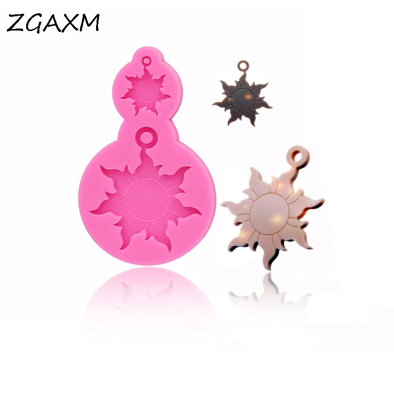 

LM1055 Shiny Black Sunflower Epoxy Silicone Mould, Sun Shape Pendant Keychain Accessories Jewelry Series Making Molds, Clay Mold