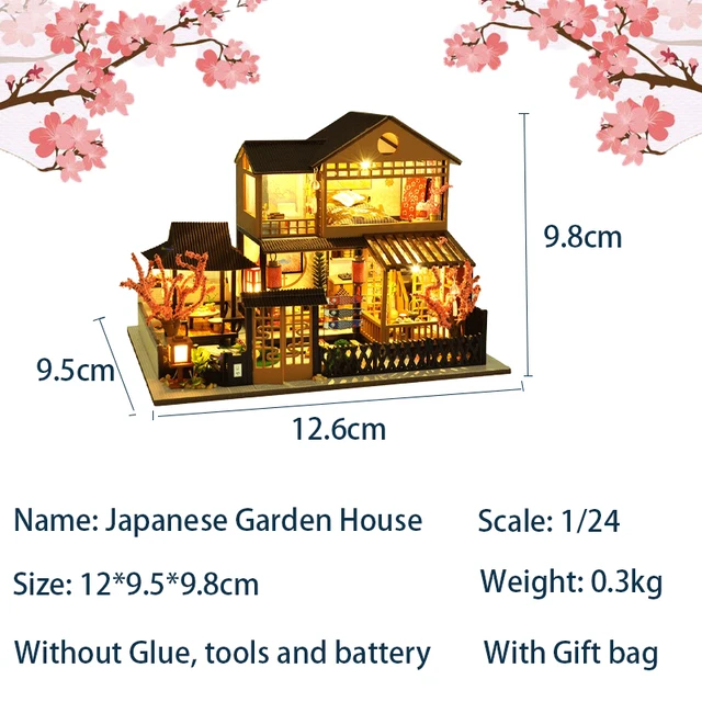Cutebee DIY Dollhouse 1/24 Scale Miniature Dollhouse Japanese Garden Building Kit Toys for Children Birthday Gifts 2