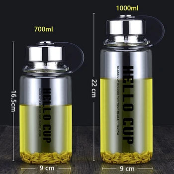 

Plastic Large Capacity Water Bottle Portable Outdoor Glass with Lid Aesthetic Water Bottle Filted Sports Travelling GG50sh