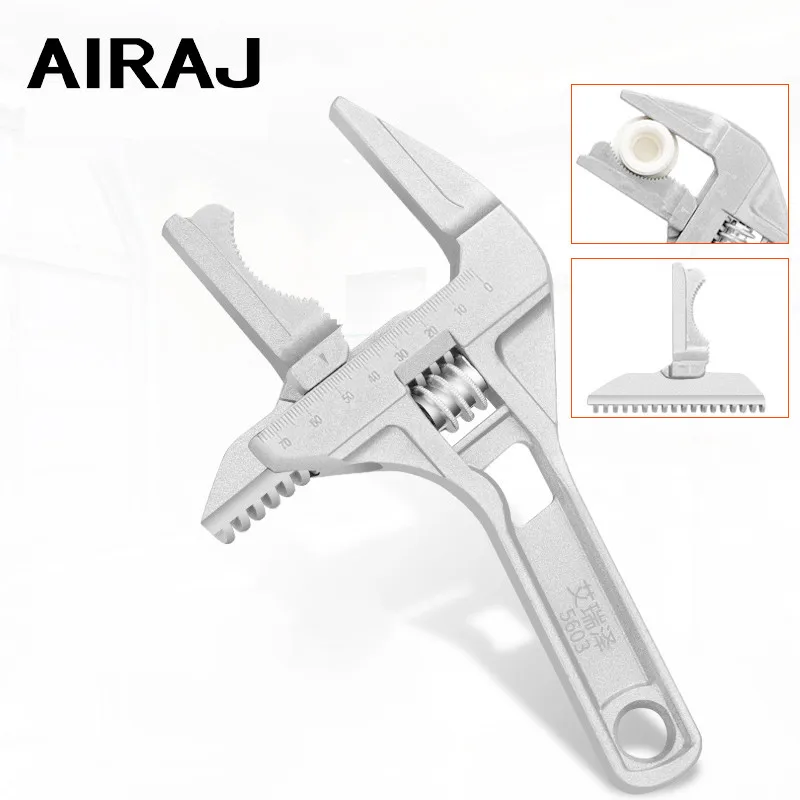 

AIRAJ Multi-function Short Handle Universal Wrench Large Opening Bathroom Wrench Adjustable Aluminum Alloy Repair Hand Tools