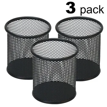 

Steel Metal Mesh Cylinder Pen Pencil Eraser Stationery Round Pen Holders Office Accessories Holder Container Pen Cas Desktop