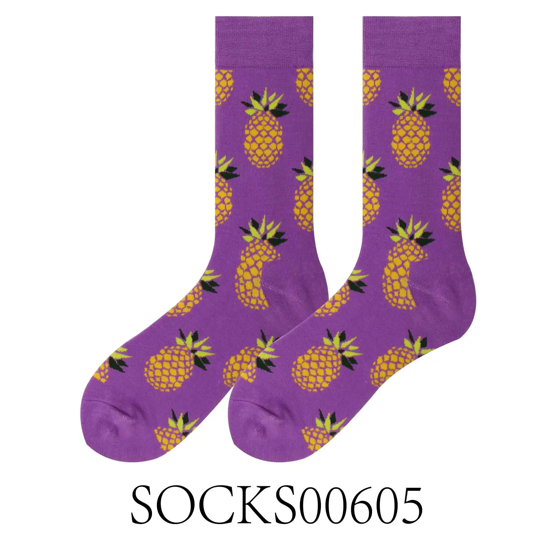 SOCKS00605 Забавные хлопковые носки с принтом счастливой пары цветные вишни желтые или черные базовые узоры серии - Цвет: SOCKS00605