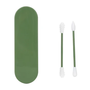 

2Pcs Reusable Double-Headed Silicone Cotton Swab Ear Cleaning Bud Sticks Washable Soft Flexible Makeup Double-End Silicone Swabs