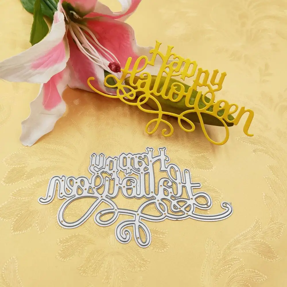 

Happy Halloween Letters Text Cutting Dies Prank Craft Metal Dies Scrapbooking For Halloween DIY Gift Making Dies Cuts