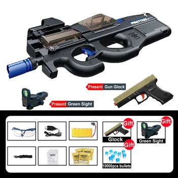 

New Electric P90 Graffiti Edition Gun Toy Live Assault Sniper Airsoft Air Gun Weapon Outdoor Soft Water Bullet Gun Toys For Boys