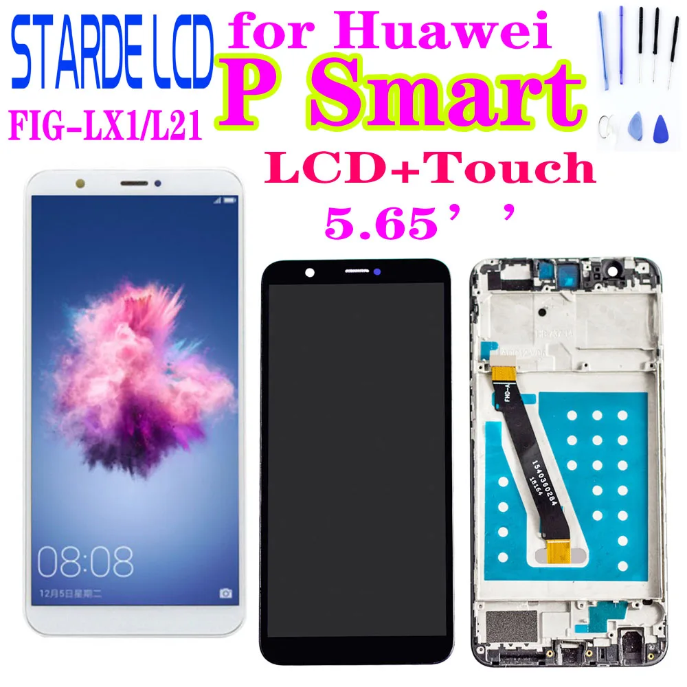 

New for Huawei P Smart FIG-LX1/L21 LCD Display Touch Screen Digitizer Panel Assembly with Frame P Smart ENJOY 7S LCD