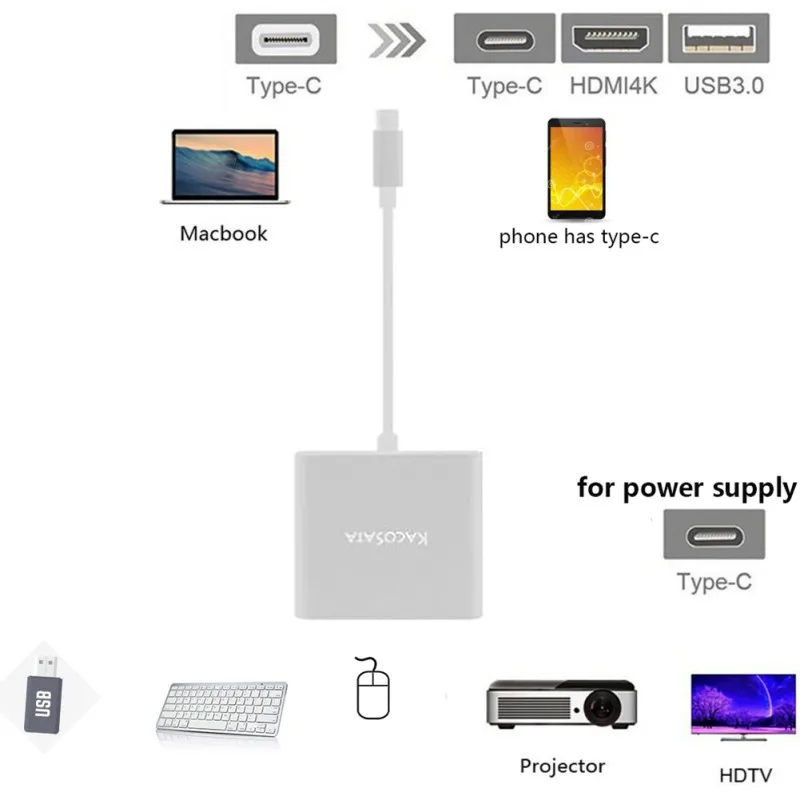 Преобразователь для переключателя экранирующий переключатель 3 usb порта док-станция type-C адаптер зарядная станция конвертер серебристый
