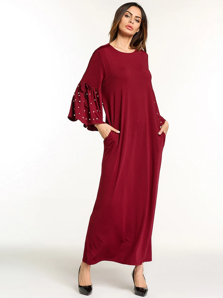 Ethnic Clothing Dubai Abayas For Women Muslim Dress With Beading Arab
