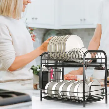 

2-Tier Dish Drying Rack Dish Rack Drainer Holder Kitchen Storage Space Saver
