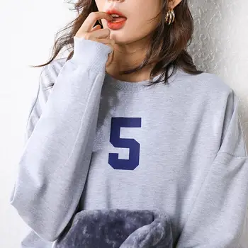 

2020 women autumn Harajuku street trendy European and American fleece women's round neck loose loose women's sweater large