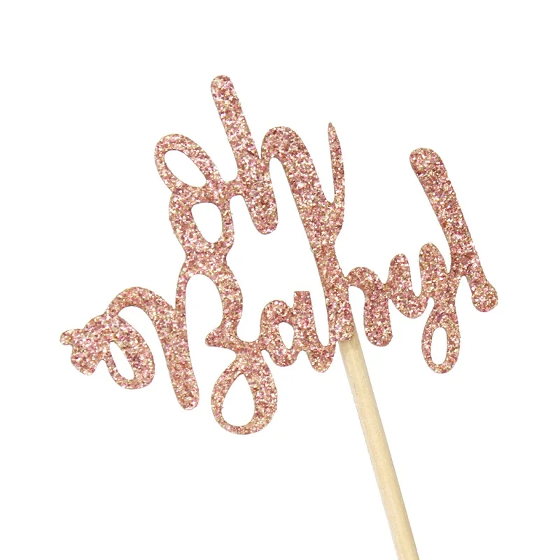 24 шт. розовое золото Oh Baby Cupcake Shower Baby Shower 1-й День рождения праздничный торт пол показать вечерние принадлежности