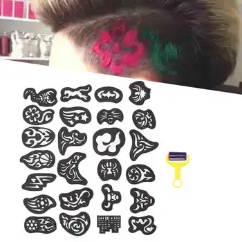 

25pcs Hair Tattoo Template Coloring Carving Pattern Stencil Hair Styling Tattoo Sticker Microblading Permanent Beauty Tattoo Pad
