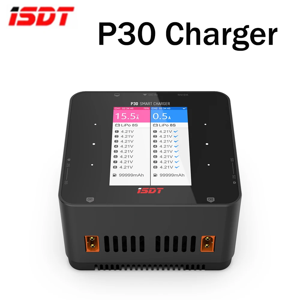 

ISDT P30 1000WX2 30AX2 High Power Dual Channel Snychronous Bluetooth BattGo Battery Balance Charger Discharger for 1-8S Lipo Bat